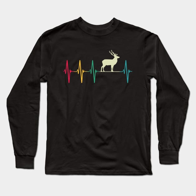 Deer Hunting Heartbeat EKG Long Sleeve T-Shirt by Eyes4